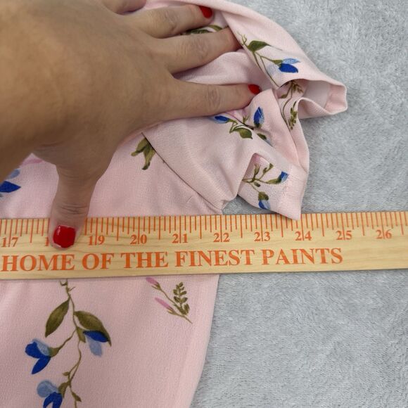 Vtg Peplum Ruffle Top 14 Large Powder Pink Floral Fairy Coquette Soft Grunge Y2K - Picture 12 of 14